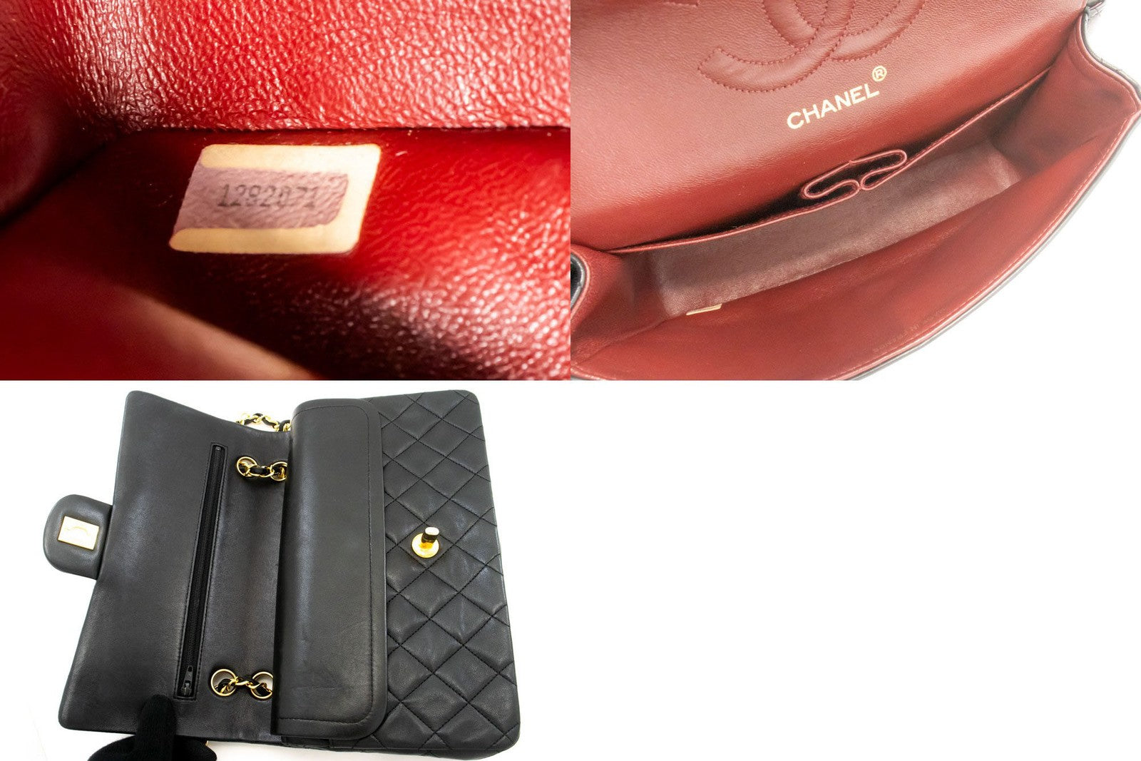 Chanel Classic Flap Lambskin Black Leather Crossbody Bag Bag (Pre-Owned)