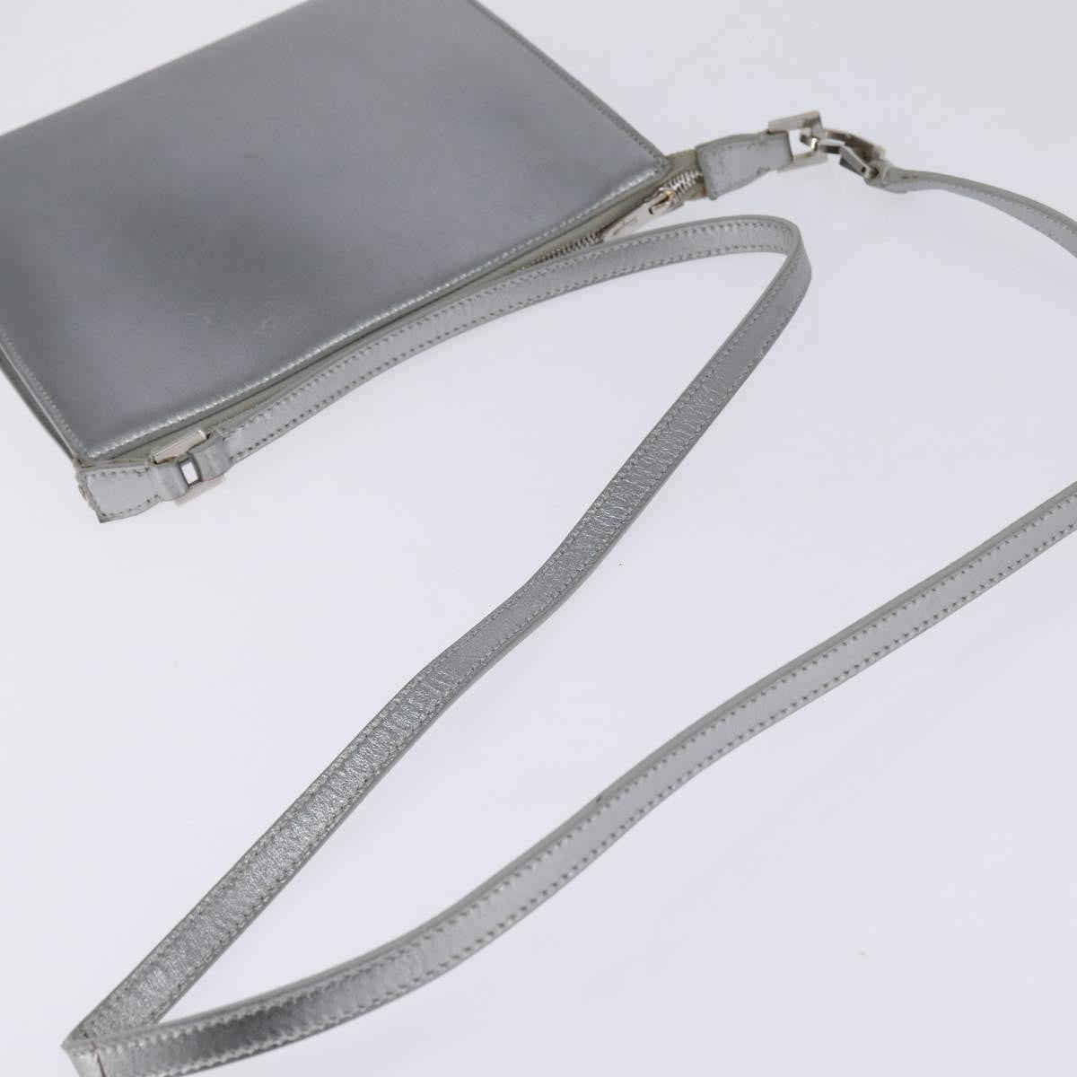 Salvatore Ferragamo Gancini Leather Silver Leather Shoulder Bag Bag (Pre-Owned)