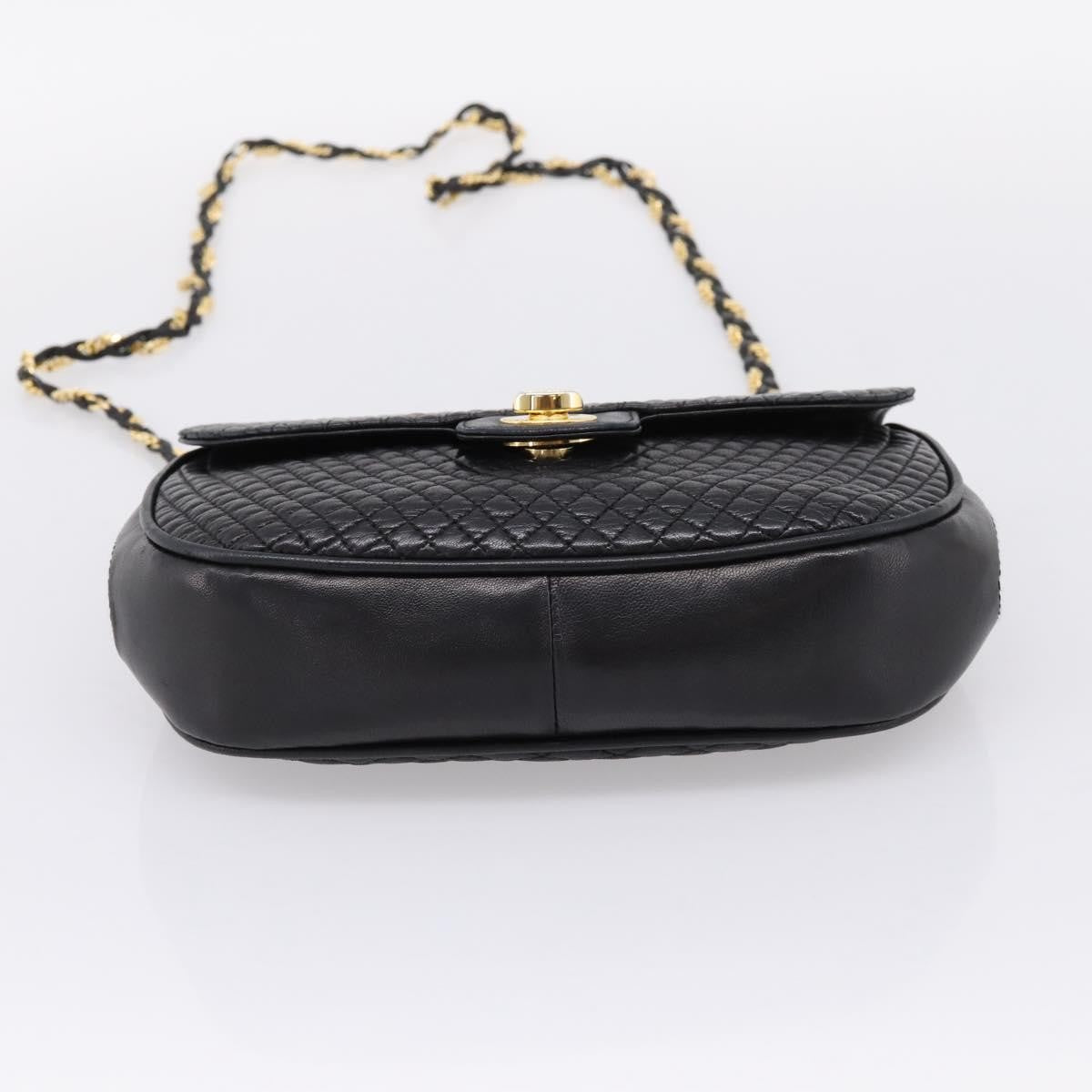 Bally Vintage Chain Quilted Leather Black Leather Shoulder Bag Bag (Pre-Owned)