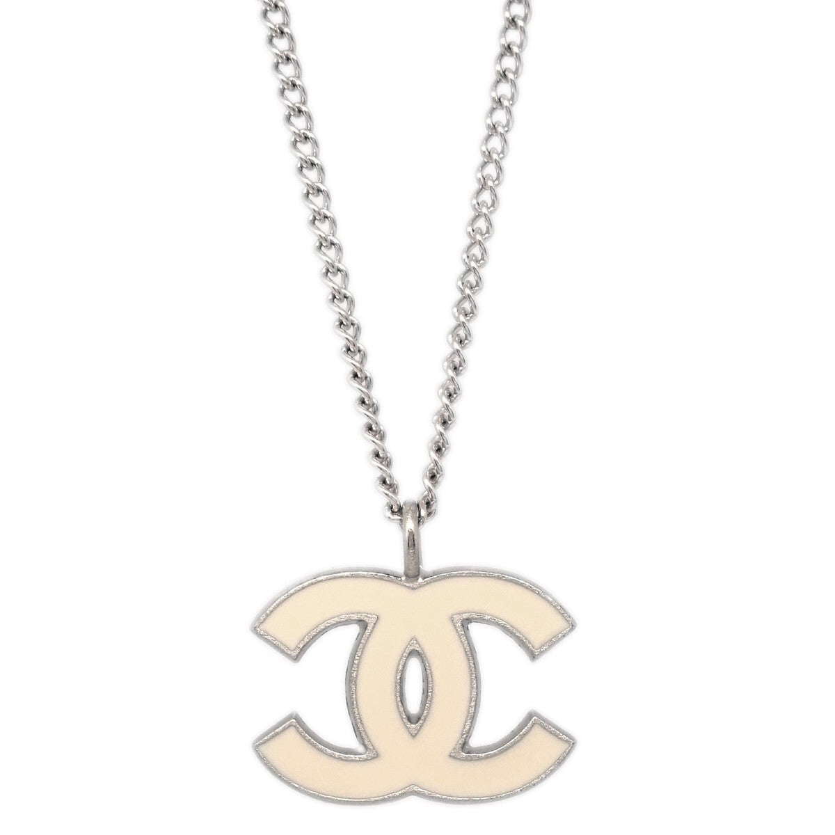 Chanel Cc Logo Pendant Metal Silver Silver_Plated Necklace Jewelry (Pre-Owned)