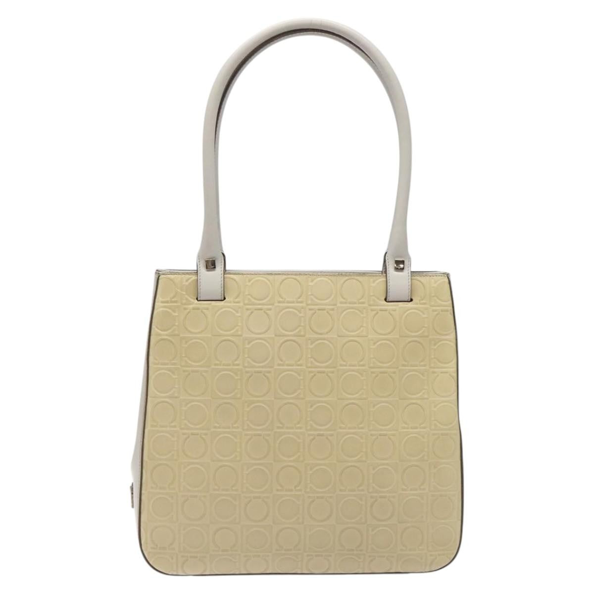 Salvatore Ferragamo Gancini Leather Beige Leather Shoulder Bag Bag (Pre-Owned)