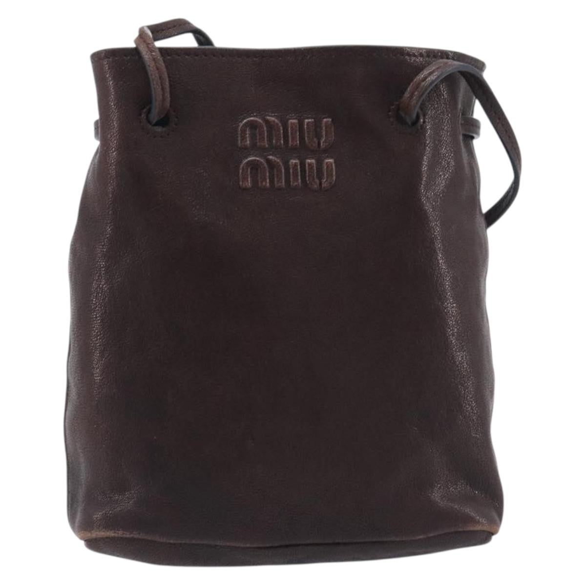 Miu Miu Aviator Bucket Leather Brown Leather Handbag (Pre-Owned)