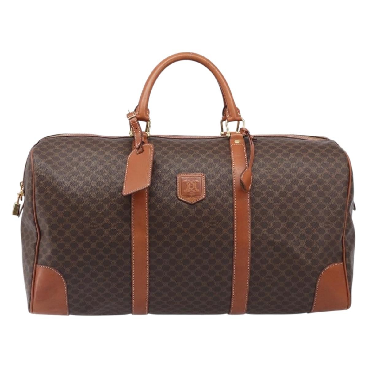 Celine Vintage Duffle Macadam Coated Canvas Brown Canvas Handbag (Pre-Owned)