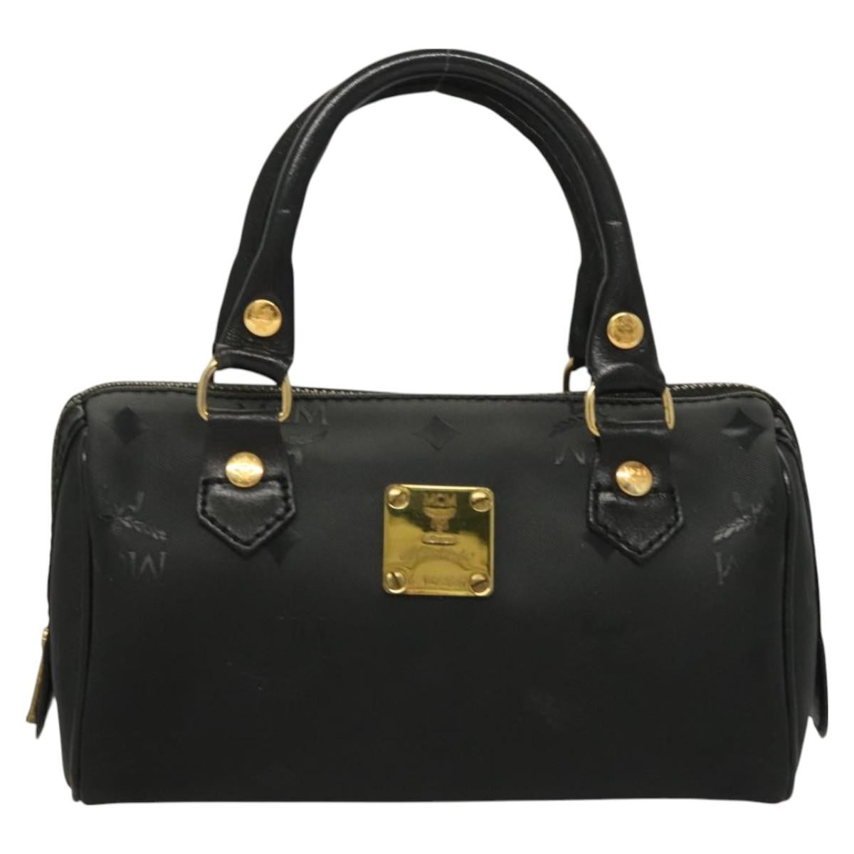 MCM Visetos Logogramme Canvas And Leather Black Canvas Handbag (Pre-Owned)