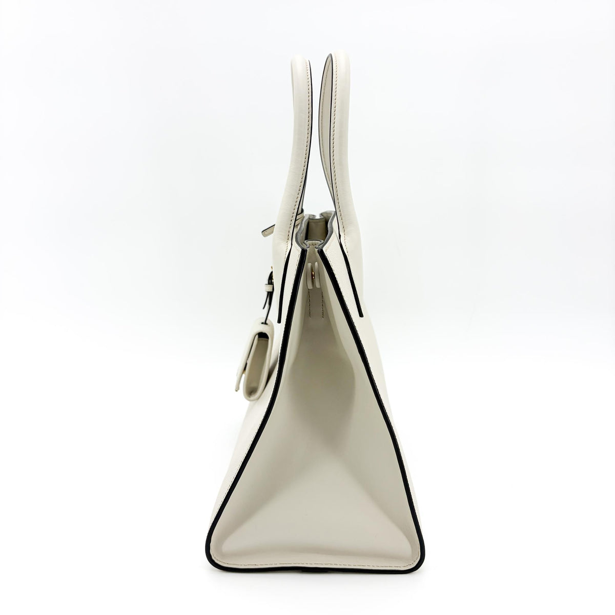 Prada Monochrome Saffiano With City Calf White Leather Tote Bag Bag (Pre-Owned)