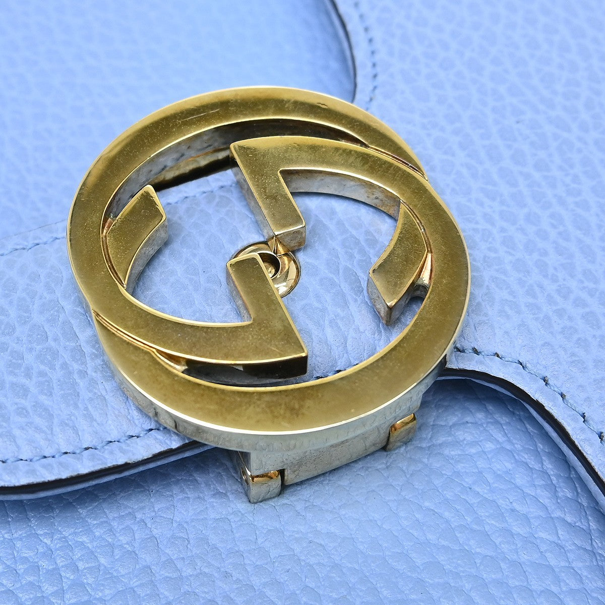 Gucci Interlocking Leather Blue Leather Shoulder Bag Bag (Pre-Owned)