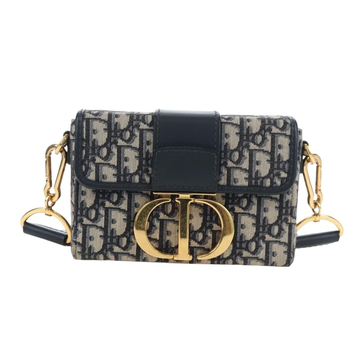Christian Dior 30 Montaigne Box Oblique Canvas Navy Canvas Handbag (Pre-Owned)