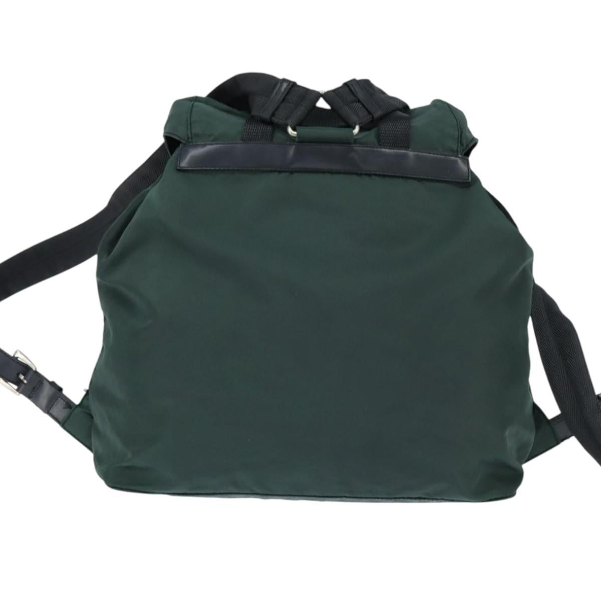 Prada Vela Double Front Pocket Tessuto With Saffiano Leather Khaki Nylon Backpack Bag (Pre-Owned)