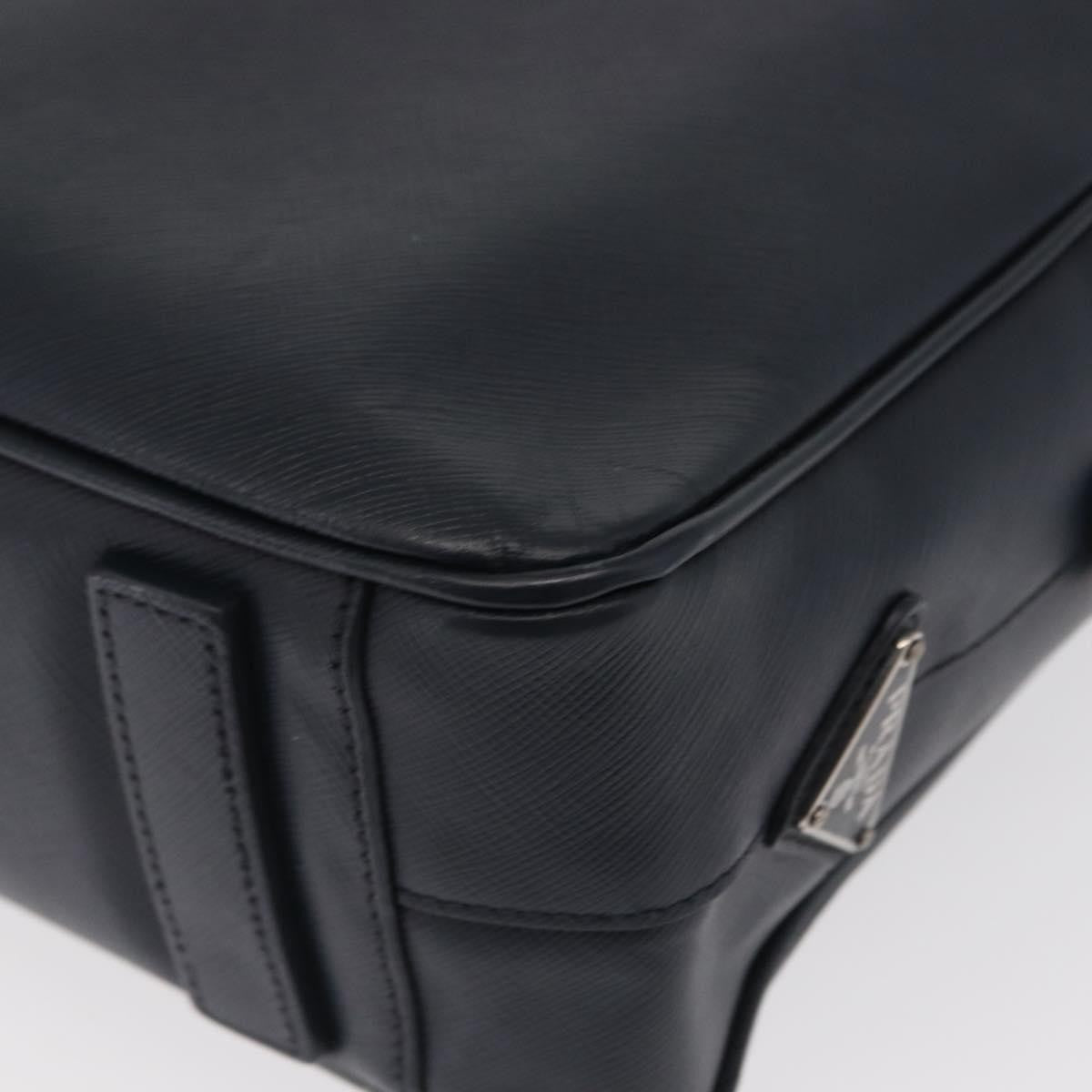 Prada Convertible Zip Around Saffiano Leather Navy Leather Briefcase Bag (Pre-Owned)