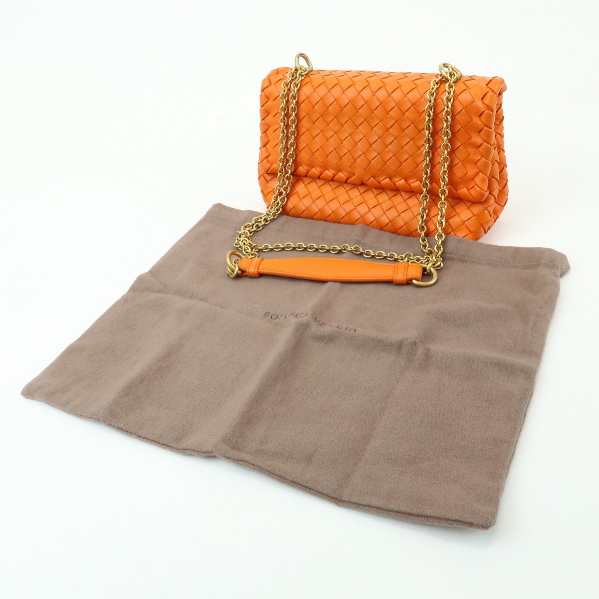Bottega Veneta Olimpia Intrecciato Nappa Orange Leather Crossbody Bag Bag (Pre-Owned)