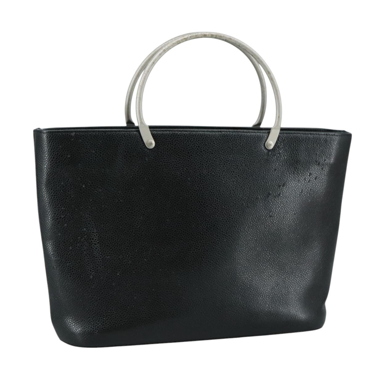 Chanel Vintage Tote Leather Black Leather Tote Bag Bag (Pre-Owned)