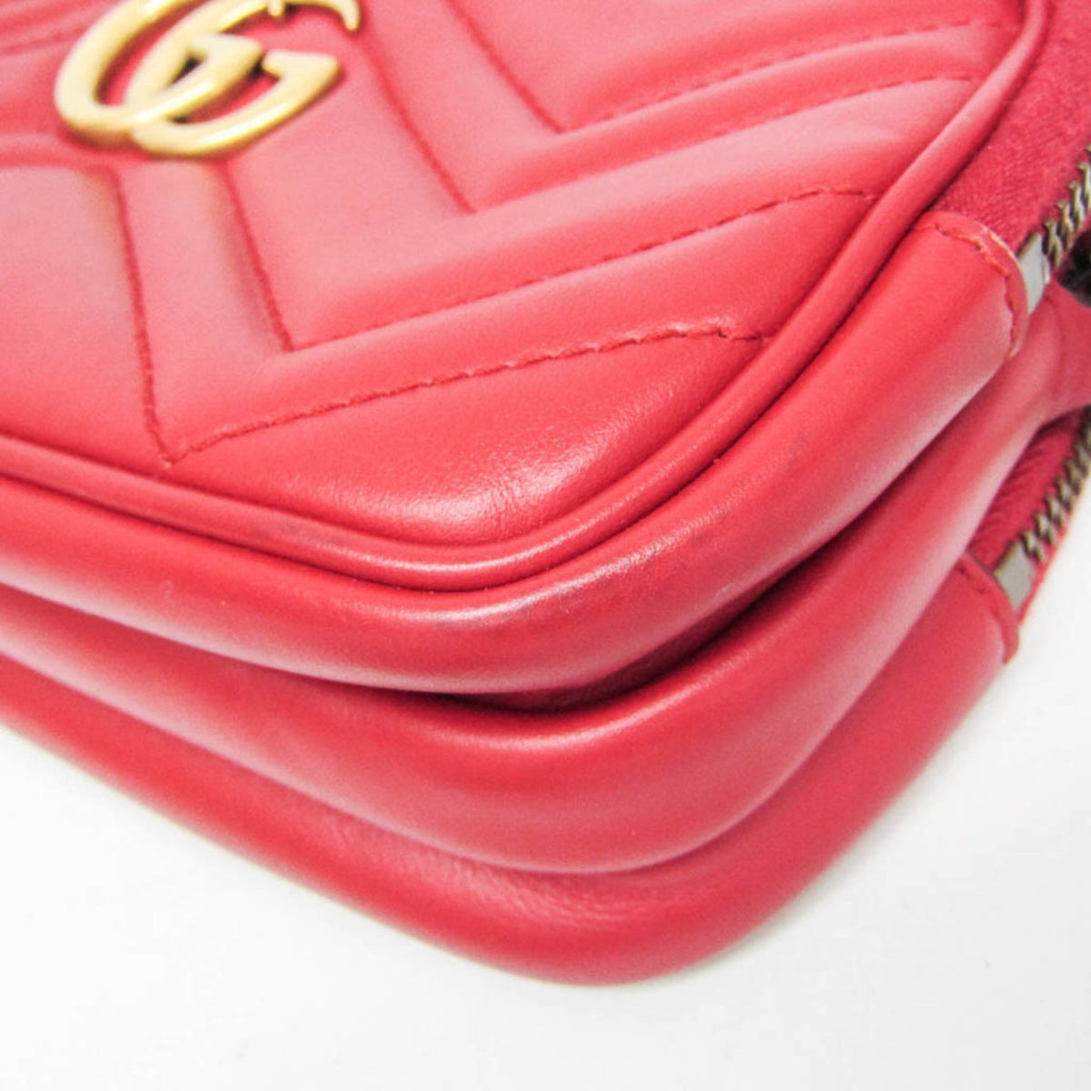 Gucci Gg Marmont Black Leather Red Leather Shoulder Bag Bag (Pre-Owned)
