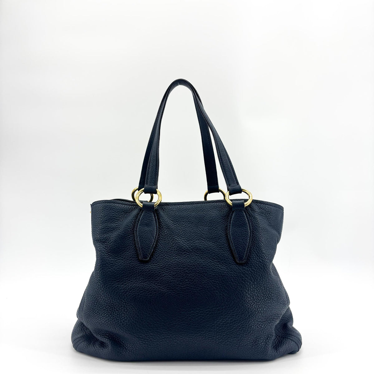 Miu Miu Phenix Convertible Leather Navy Leather Tote Bag Bag (Pre-Owned)