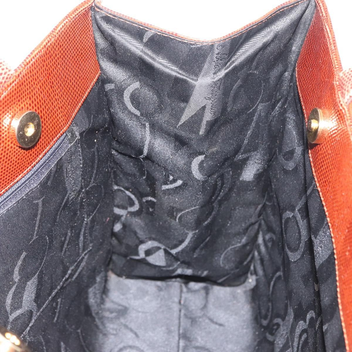 Salvatore Ferragamo Vala Tote Embossed Leather Brown Leather Tote Bag Bag (Pre-Owned)