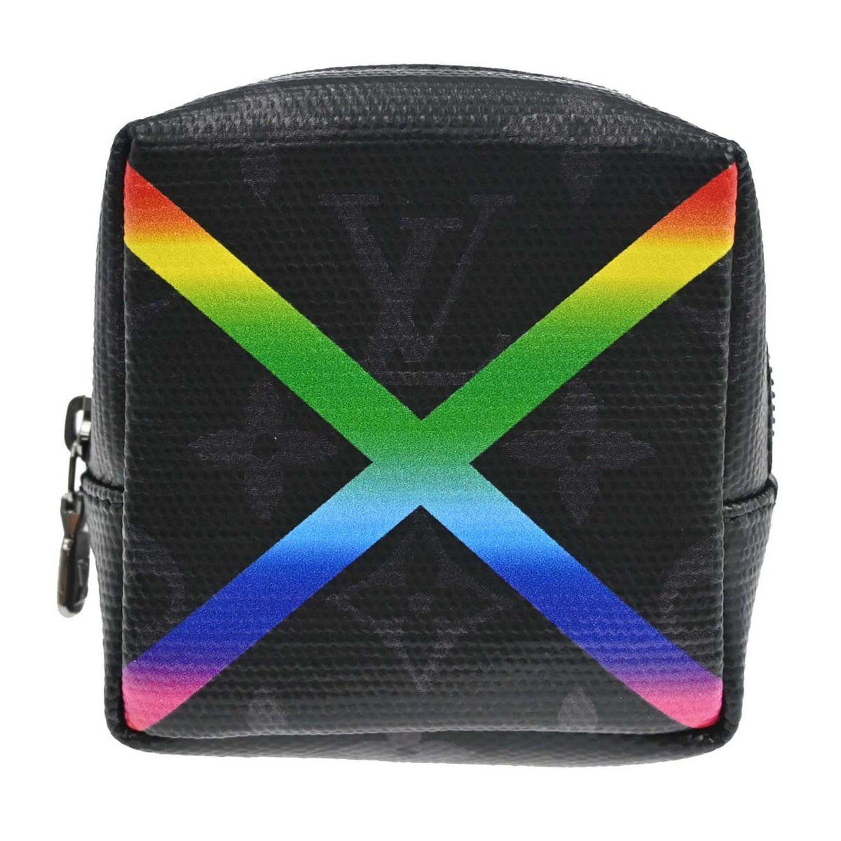 Louis Vuitton Box Pouch Bag Charm And Belt Charm Rainbow Monogram Eclipse Canvas Black Leather Charms And Keychains Accessory (Pre-Owned)
