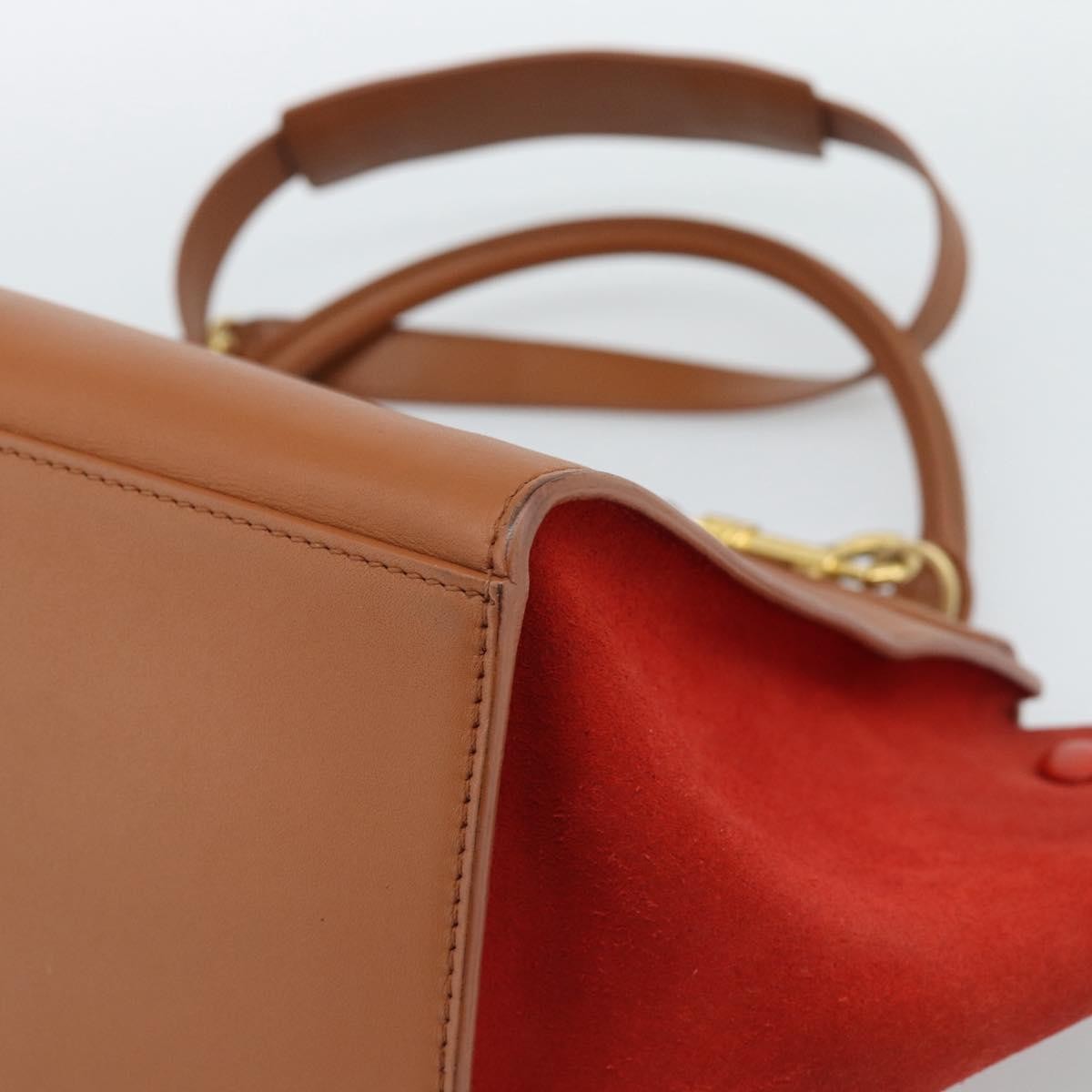 Celine Trapeze Leather With Suede Brown Leather Handbag (Pre-Owned)