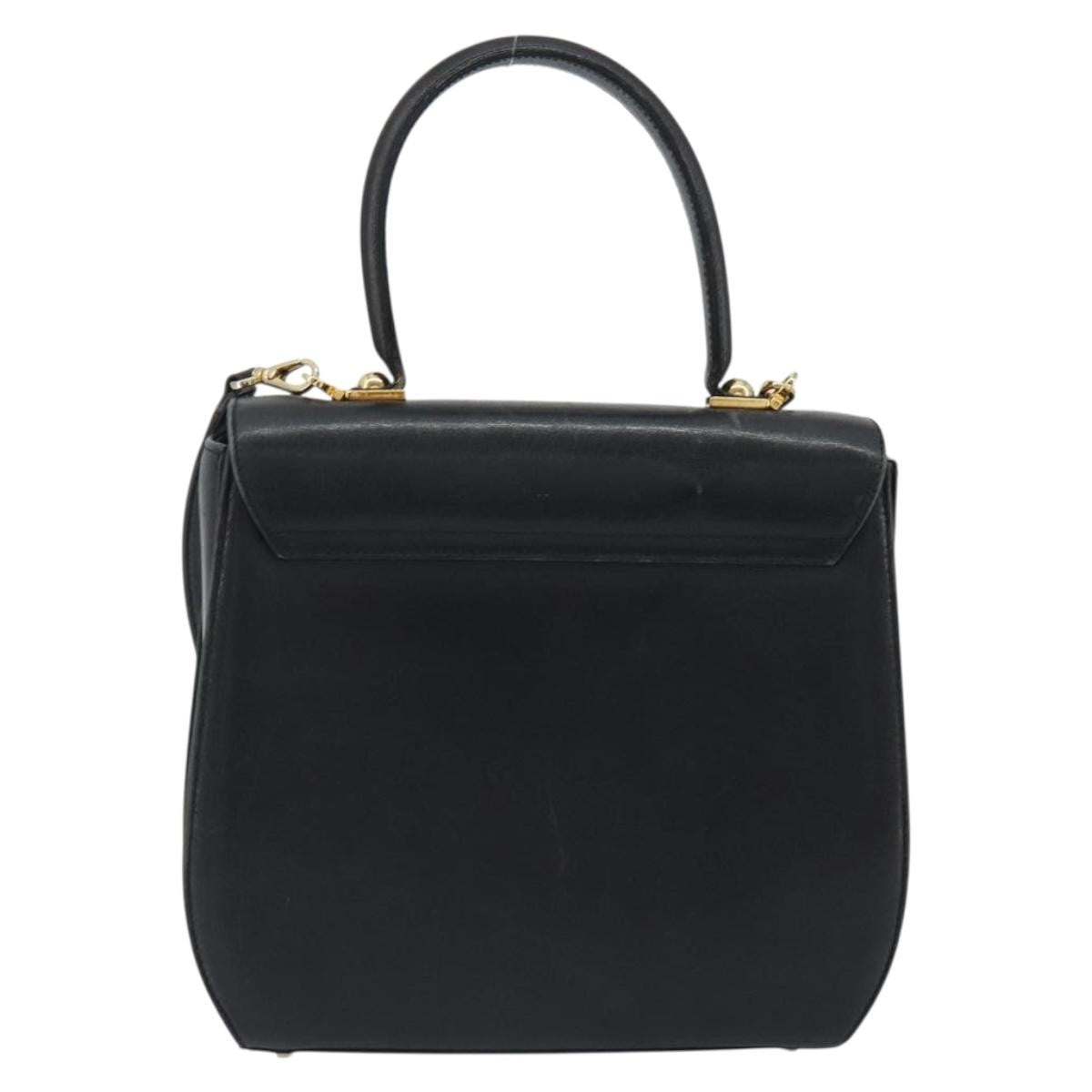 Salvatore Ferragamo Gancini Leather Black Leather Handbag (Pre-Owned)
