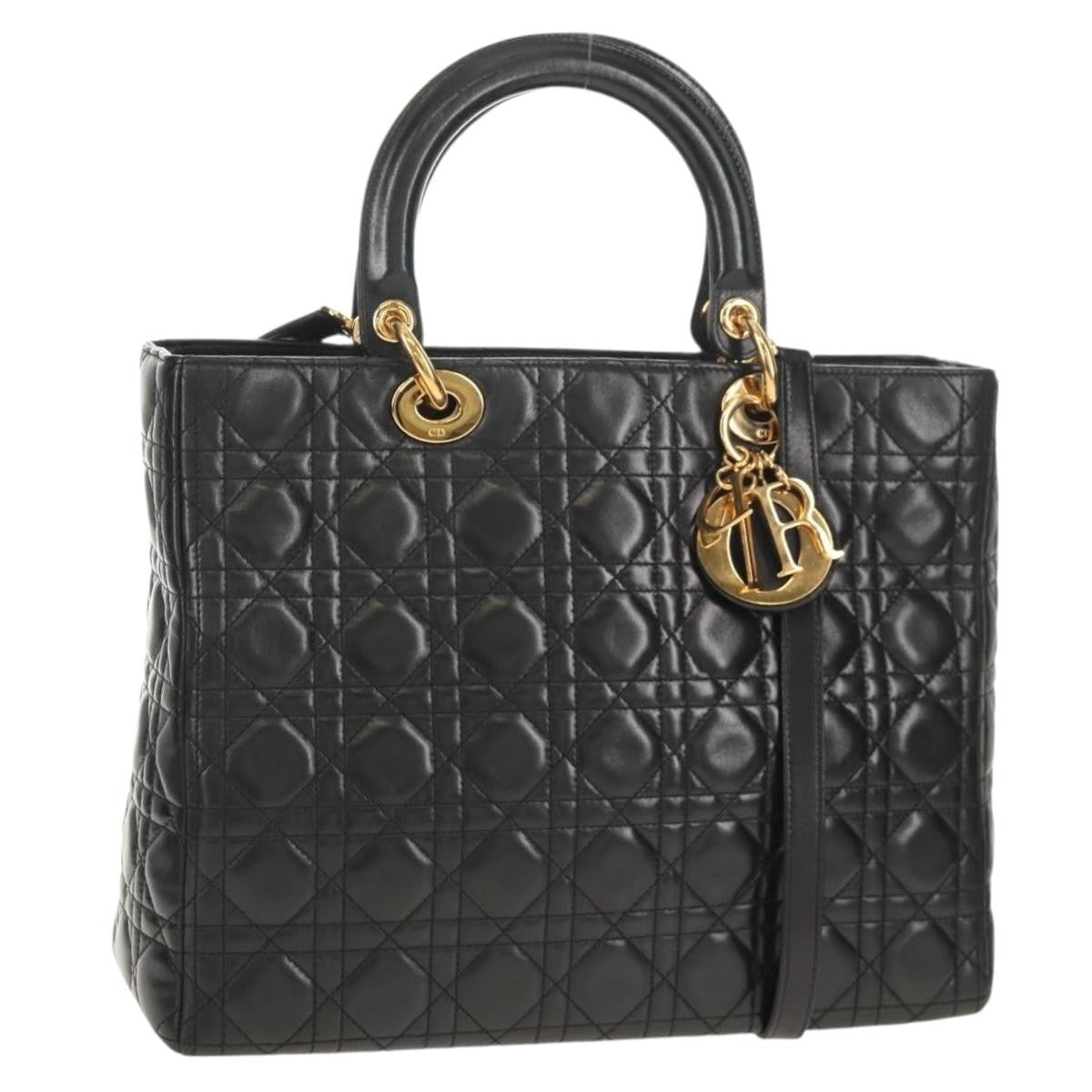 Christian Dior Lady Dior Leather Black Leather Handbag (Pre-Owned)