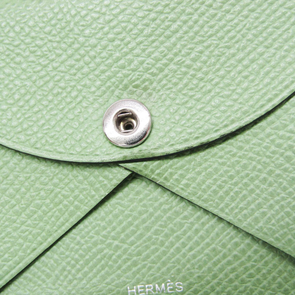 Hermes Calvi Duo Card Holder Epsom Green Leather Card Holders Accessory (Pre-Owned)