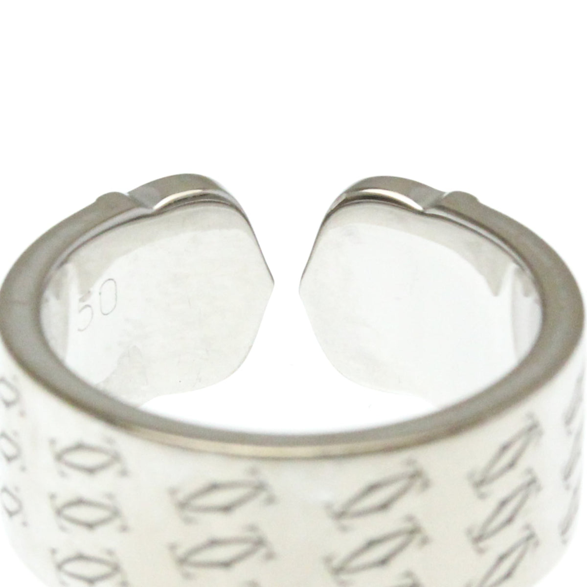 Cartier 2C De Cartier 18K White Gold Silver White_Gold Ring Jewelry (Pre-Owned)