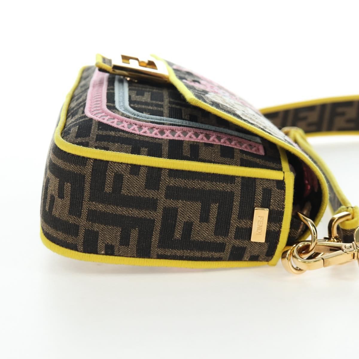 Fendi Mamma Baguette Zucca Jacquard Velvet Multicolour Canvas Shoulder Bag Bag (Pre-Owned)