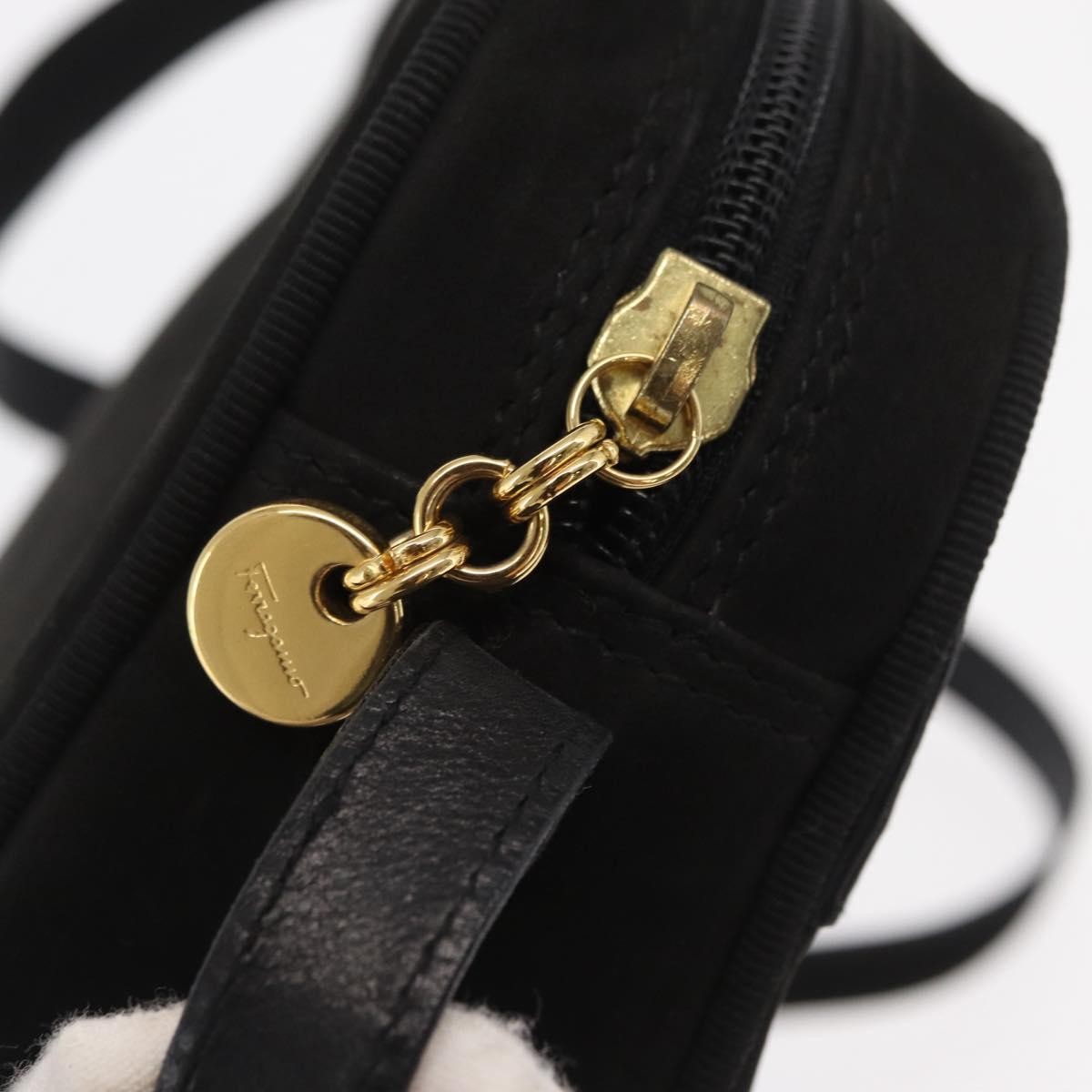 Salvatore Ferragamo Vala Clutch Suede Black Suede Clutche & Pouche Bag (Pre-Owned)