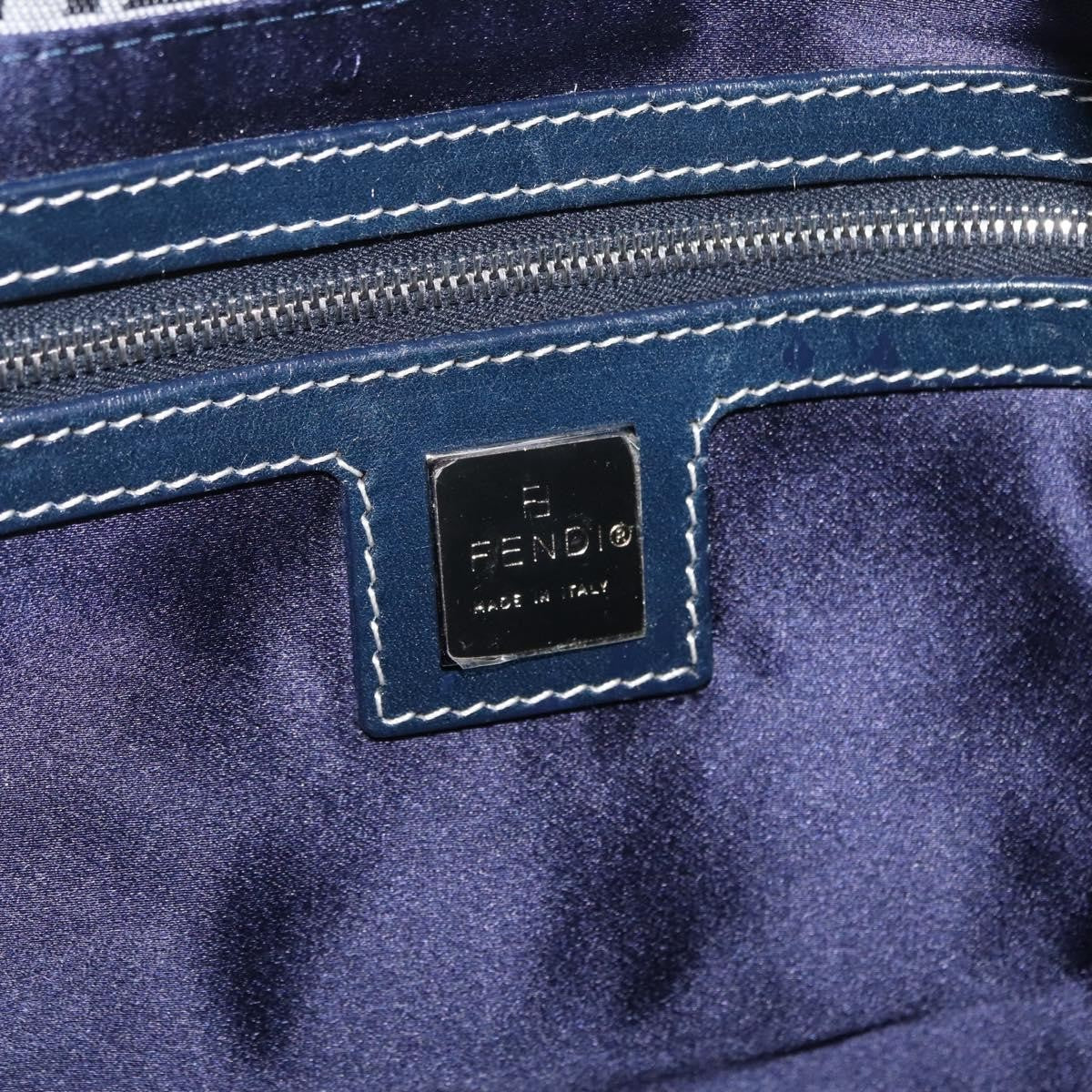 Fendi Fendi Mamma Baguette Monogram Canvas Navy Canvas Handbag (Pre-Owned)