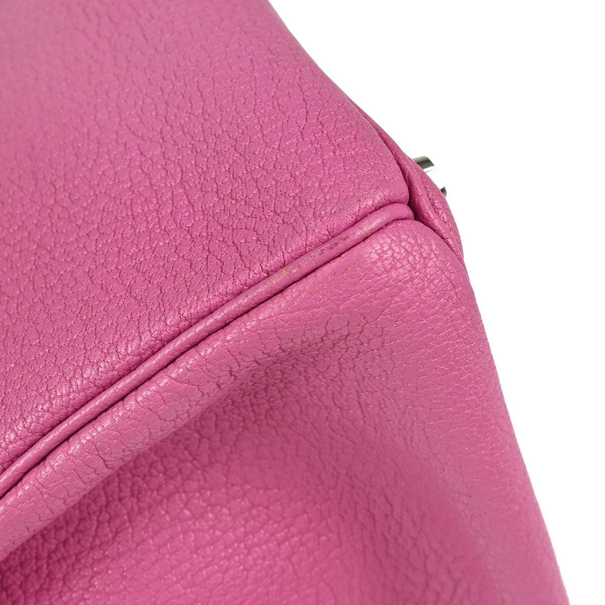 Hermes Hac Birkin Pink Chevre De Coromandel With Palladium Hardware Pink Leather Handbag (Pre-Owned)