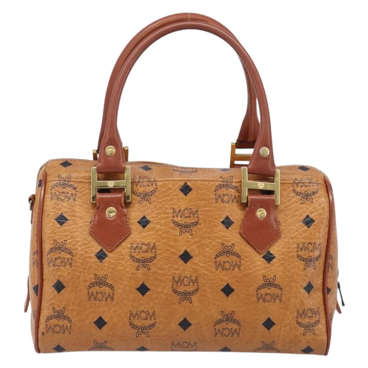 MCM Visetos Logogramme Leather Brown Leather Handbag (Pre-Owned)