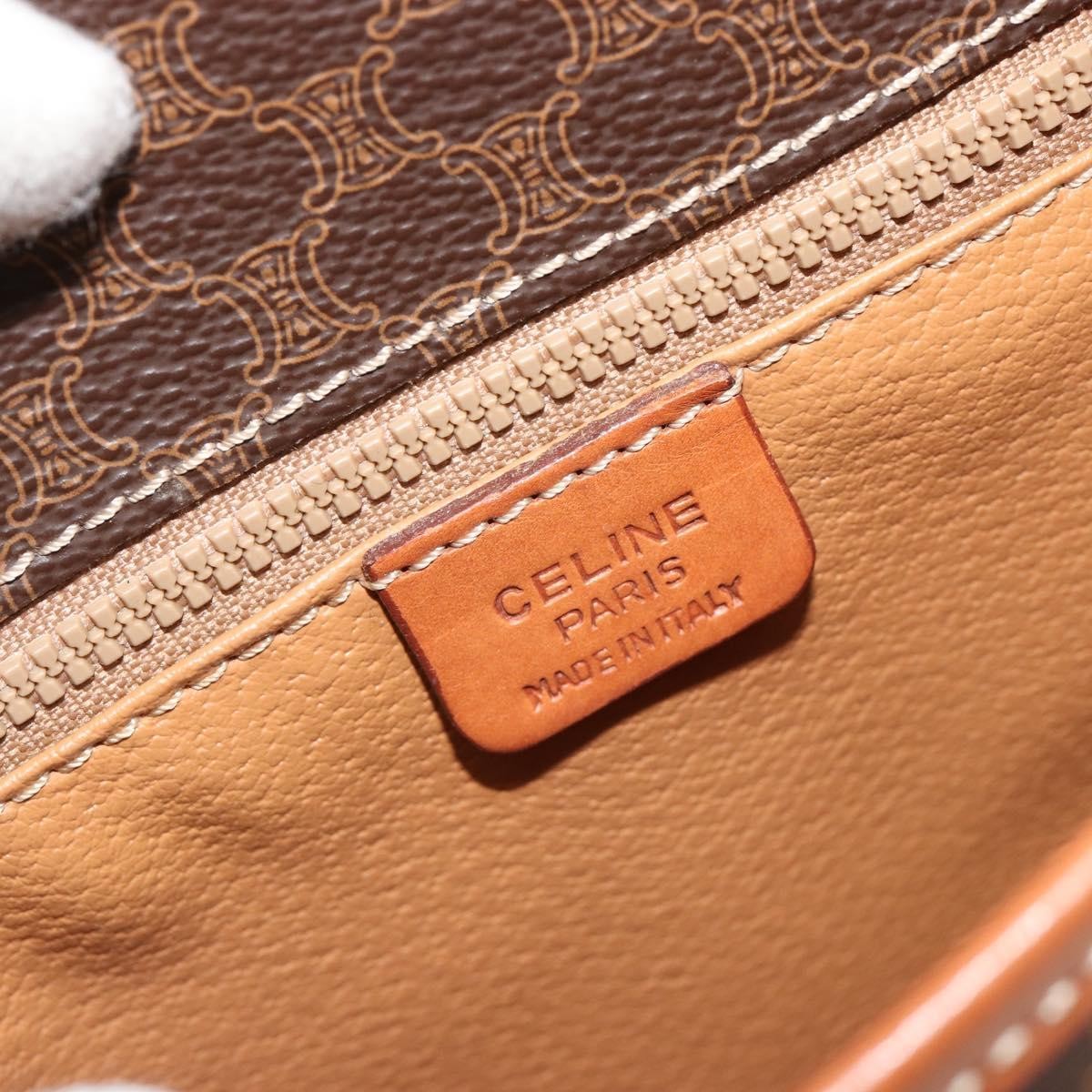 Celine Vintage Macadam Canvas And Leather Brown Canvas Shoulder Bag Bag (Pre-Owned)