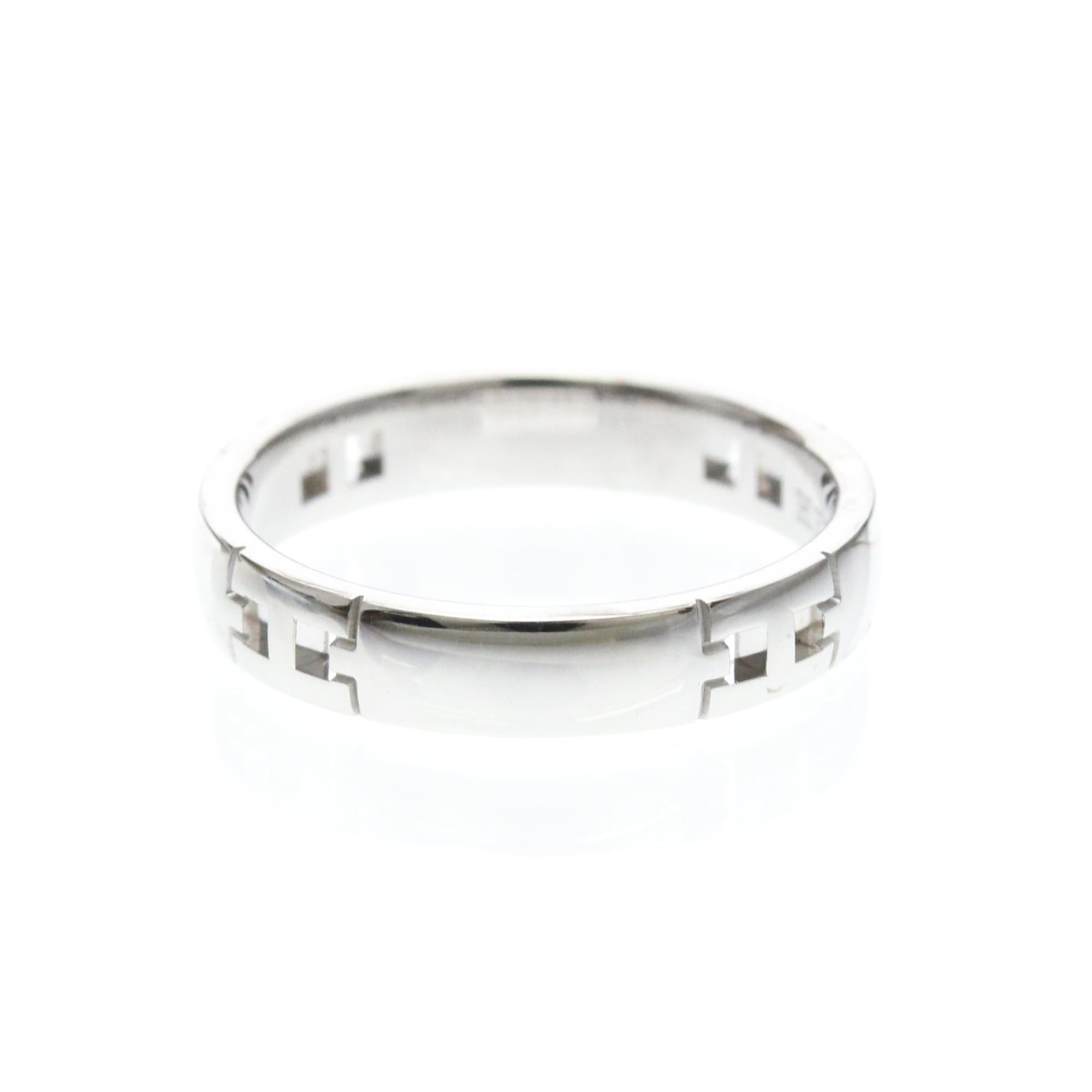 Hermes Hercules 18K White Gold Silver White_Gold Ring Jewelry (Pre-Owned)