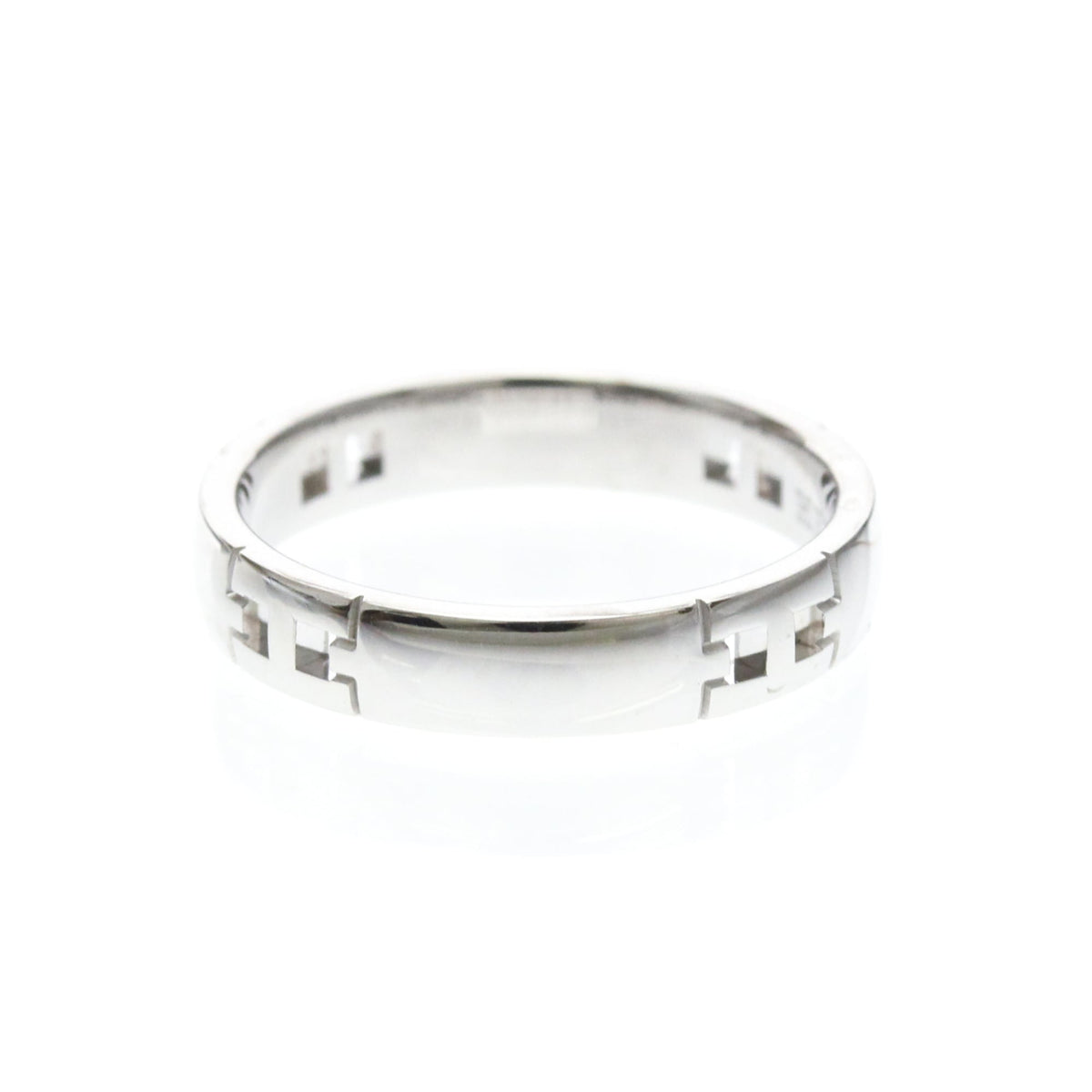 Hermes Hercules 18K White Gold Silver White_Gold Ring Jewelry (Pre-Owned)