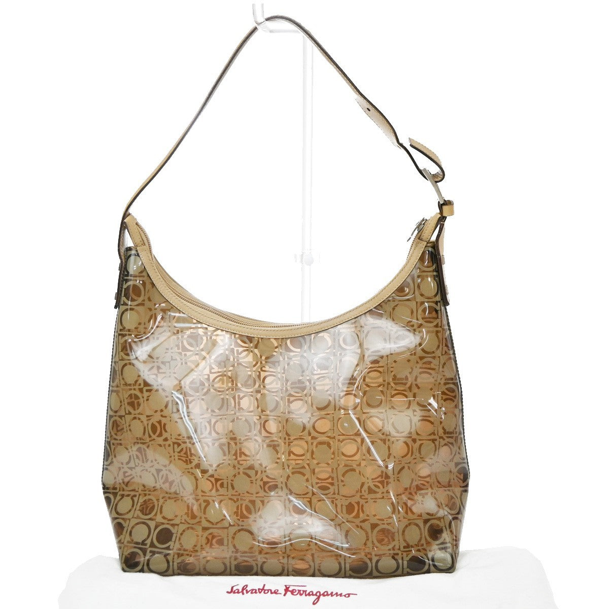 Salvatore Ferragamo Gancini Pvc Leather Brown Pvc Shoulder Bag Bag (Pre-Owned)