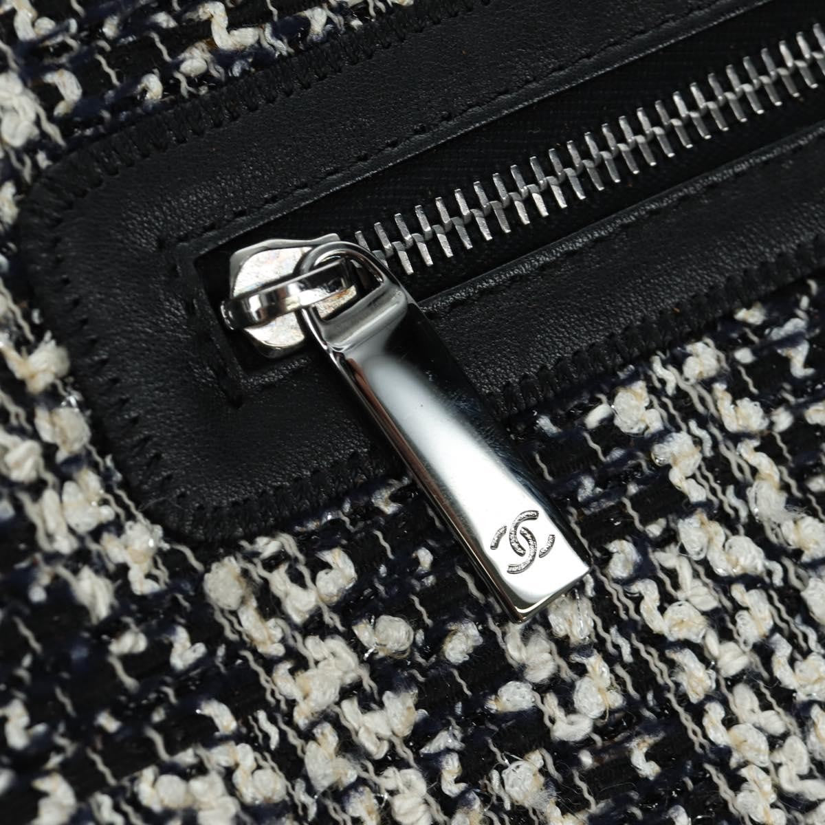 Chanel Camellia Messenger Tweed Black Tweed Shoulder Bag Bag (Pre-Owned)