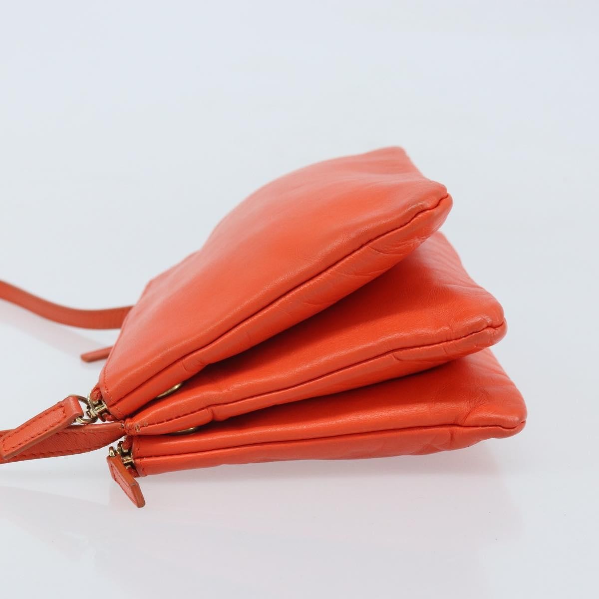 Celine Trio Leather Orange Leather Shoulder Bag Bag (Pre-Owned)
