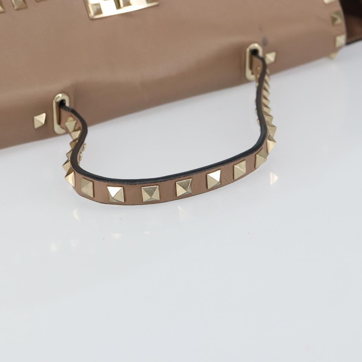Valentino Garavani Rockstud Tote Soft Leather Beige Leather Tote Bag Bag (Pre-Owned)
