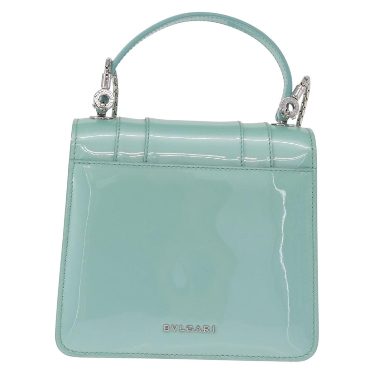 Bvlgari Serpenti Forever Top Handle Patent Green Patent_Leather Handbag (Pre-Owned)