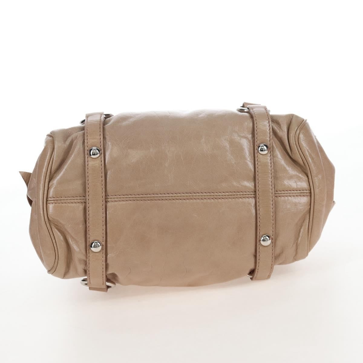 Miu Miu Bow Satchel Cervo Leather Beige Leather Handbag (Pre-Owned)