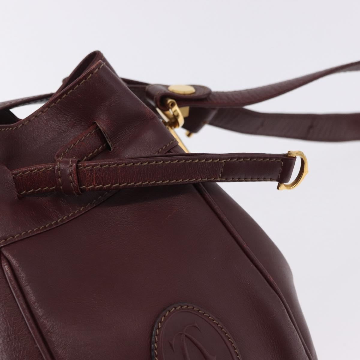 Cartier Must De Cartier Leather Burgundy Leather Shoulder Bag Bag (Pre-Owned)