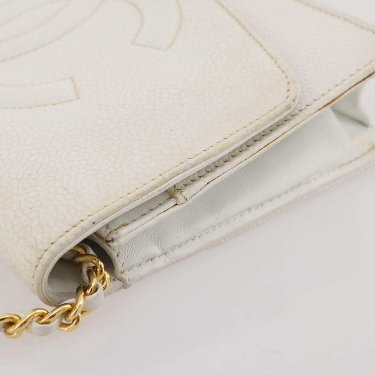 Chanel Vintage Timeless Wallet On Chain Caviar White Leather Crossbody Bag Bag (Pre-Owned)