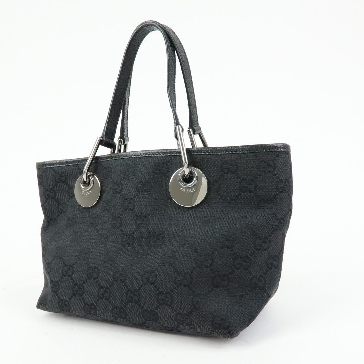 Gucci Eclipse Gg Canvas Black Canvas Tote Bag Bag (Pre-Owned)