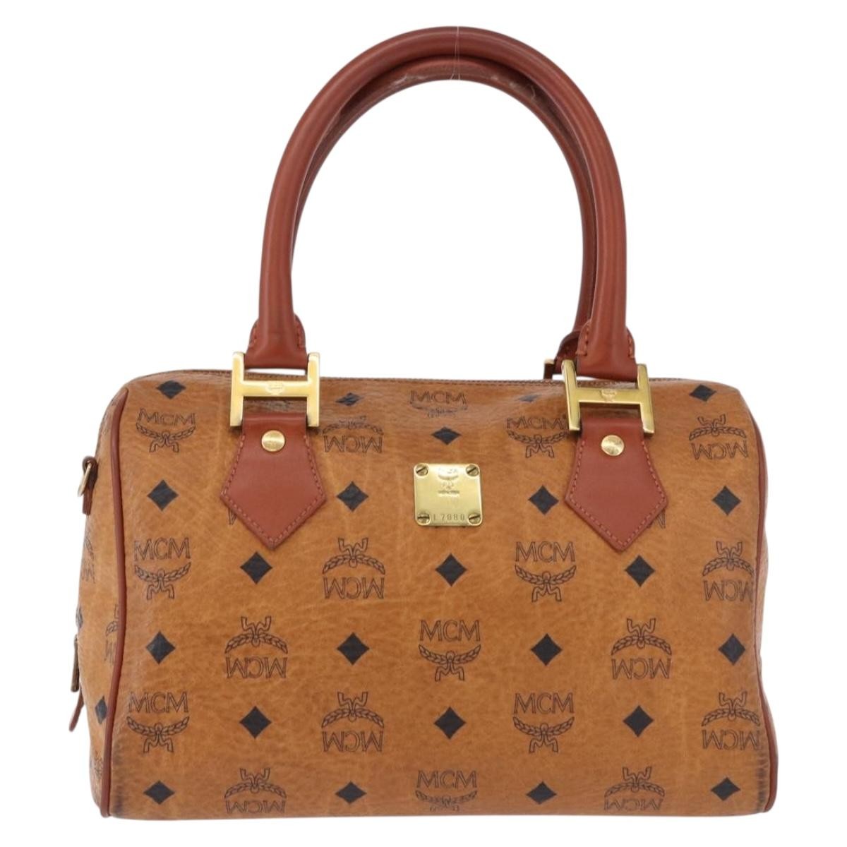 MCM Visetos Logogramme Leather Brown Leather Handbag (Pre-Owned)