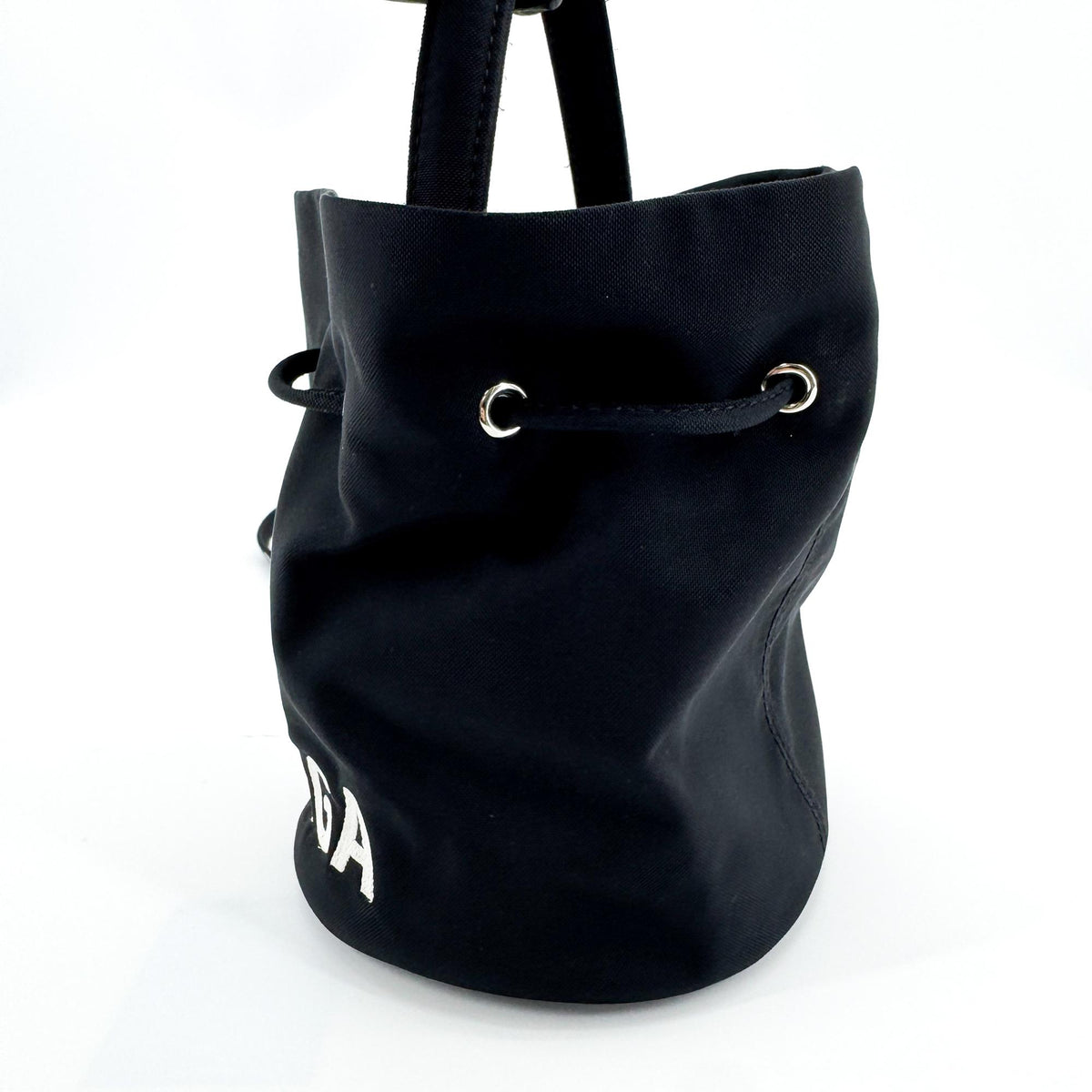 Balenciaga Wheel Drawstring Bucket Nylon Black Canvas Handbag (Pre-Owned)