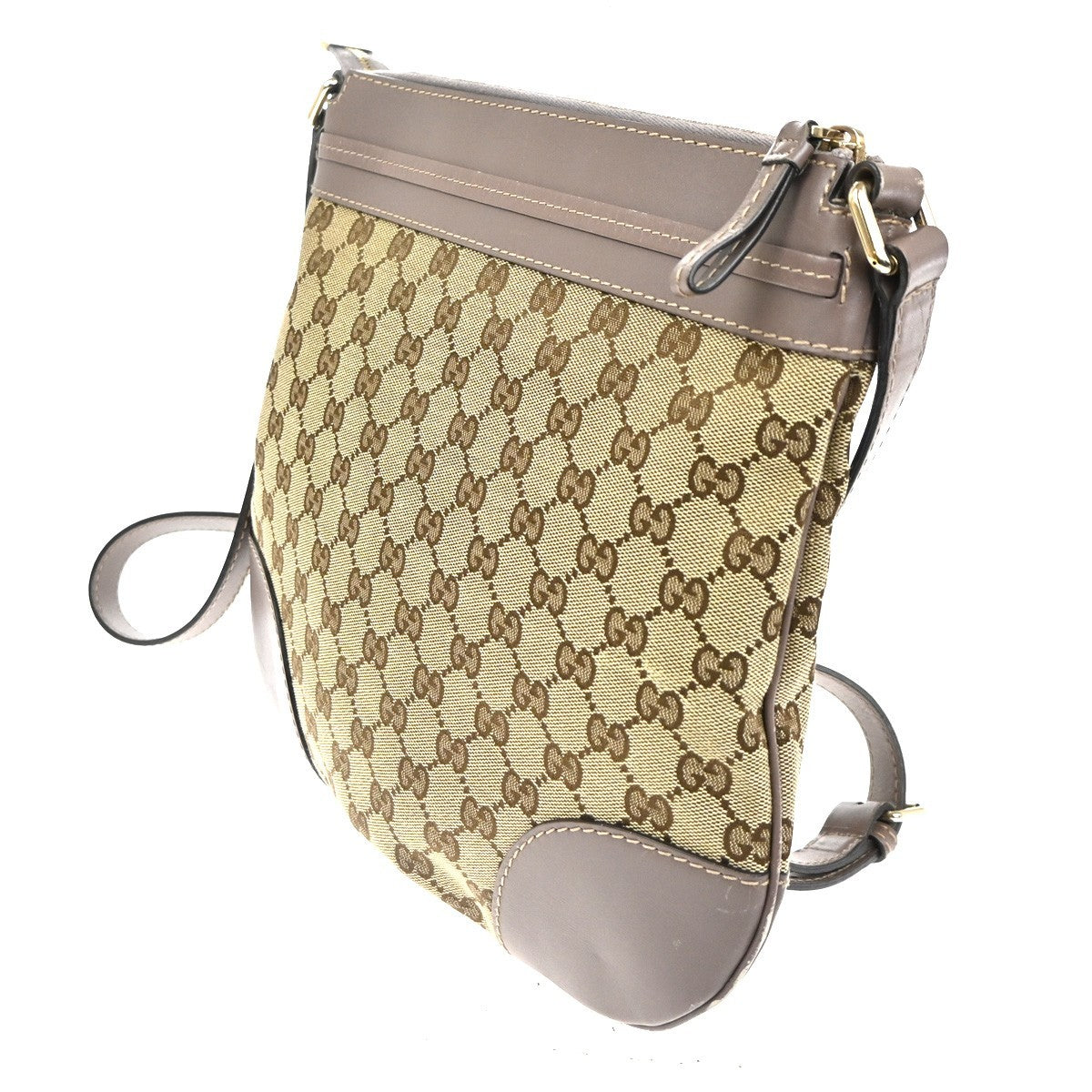 Gucci Mayfair Messenger Gg Canvas And Leather Beige Canvas Shoulder Bag Bag (Pre-Owned)