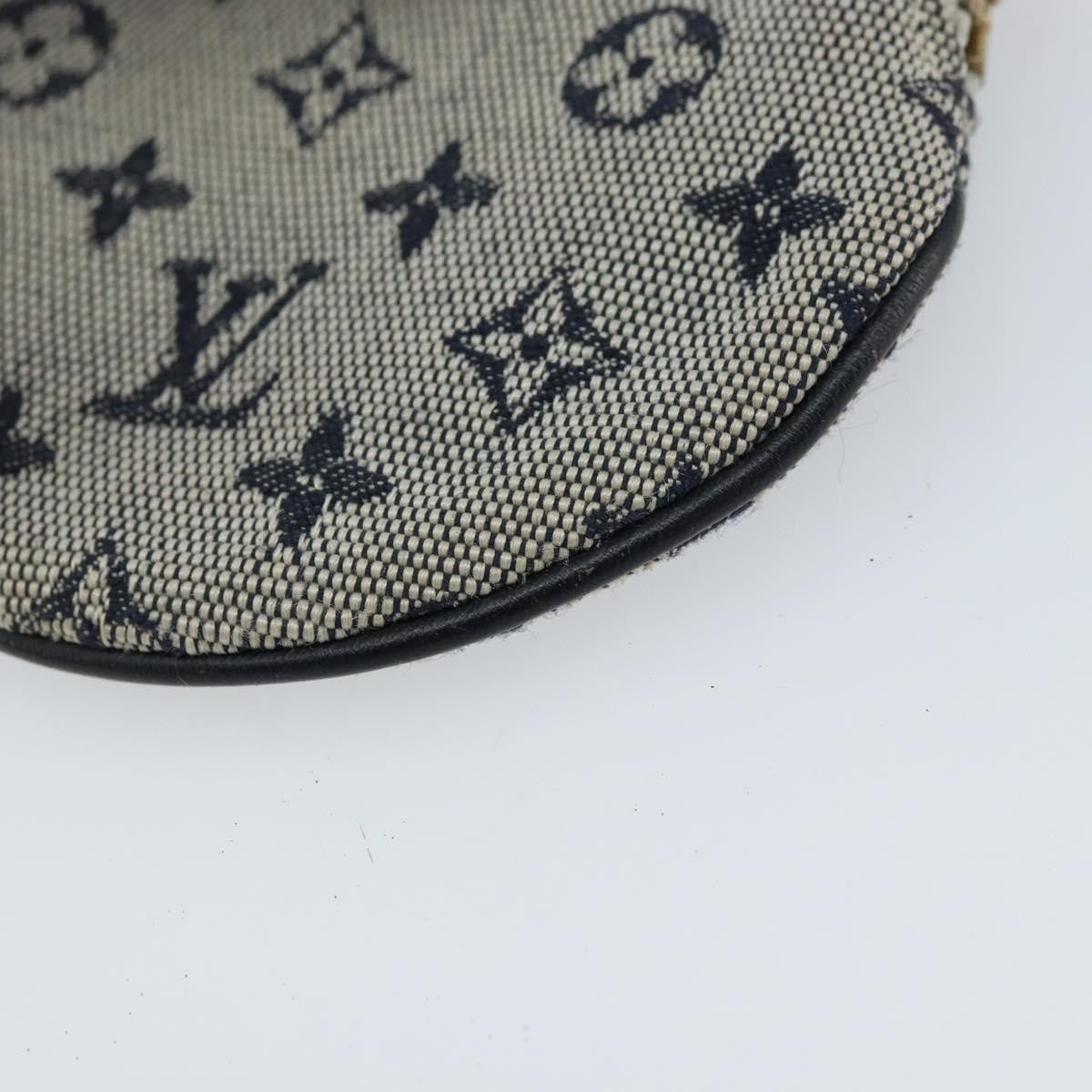 Louis Vuitton Round Coin Purse Mini Lin Blue Canvas Clutche & Pouche Bag (Pre-Owned)