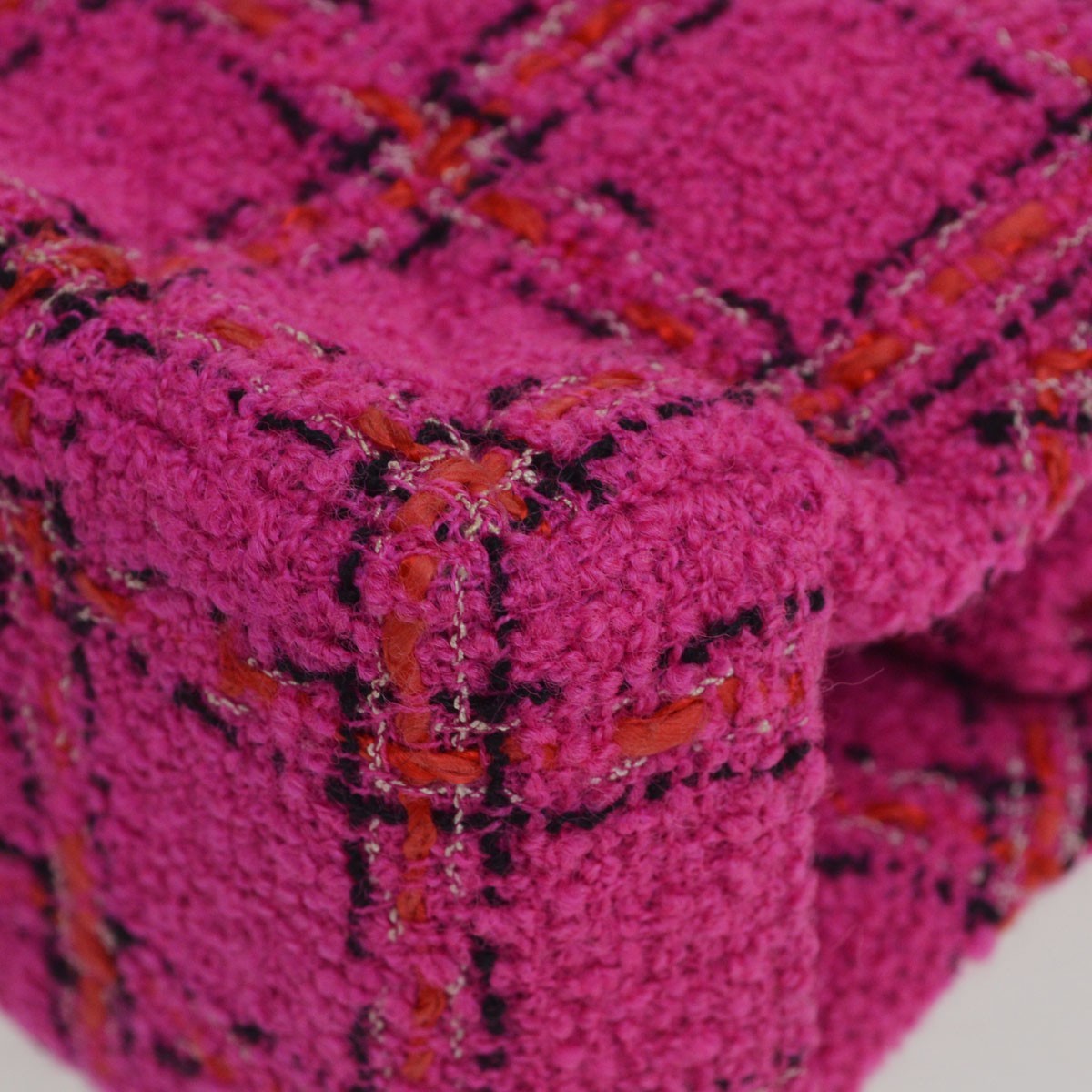 Chanel Vintage Mademoiselle Chain Zip Quilted Terry Cloth Pink Tweed Tote Bag Bag (Pre-Owned)