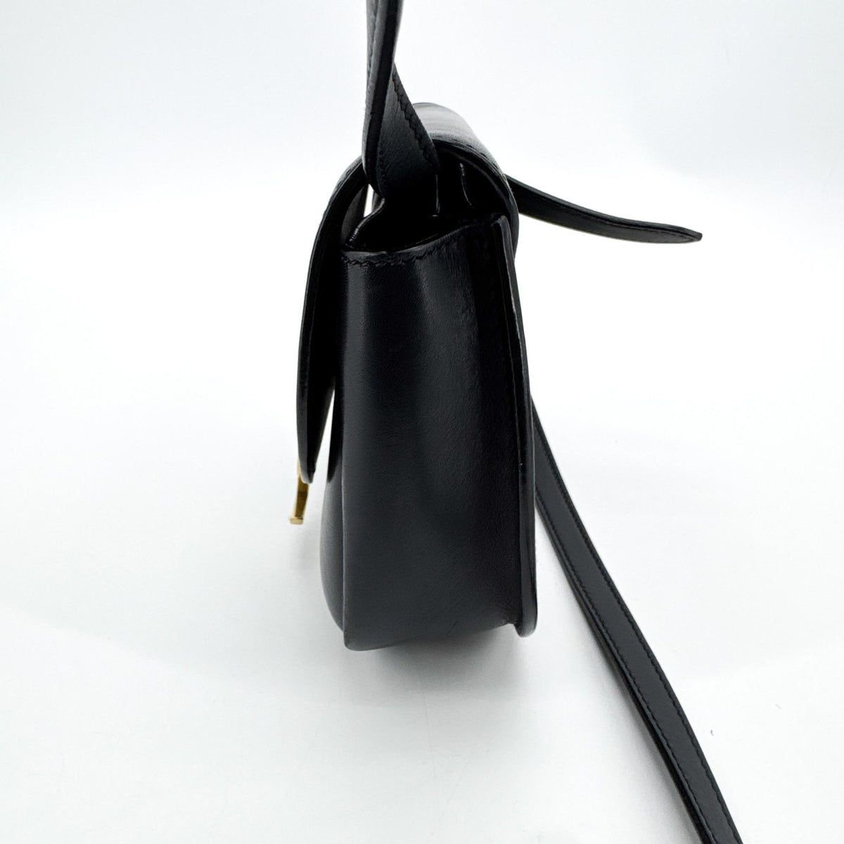 Saint Laurent Kaia Leather Black Leather Shoulder Bag Bag (Pre-Owned)