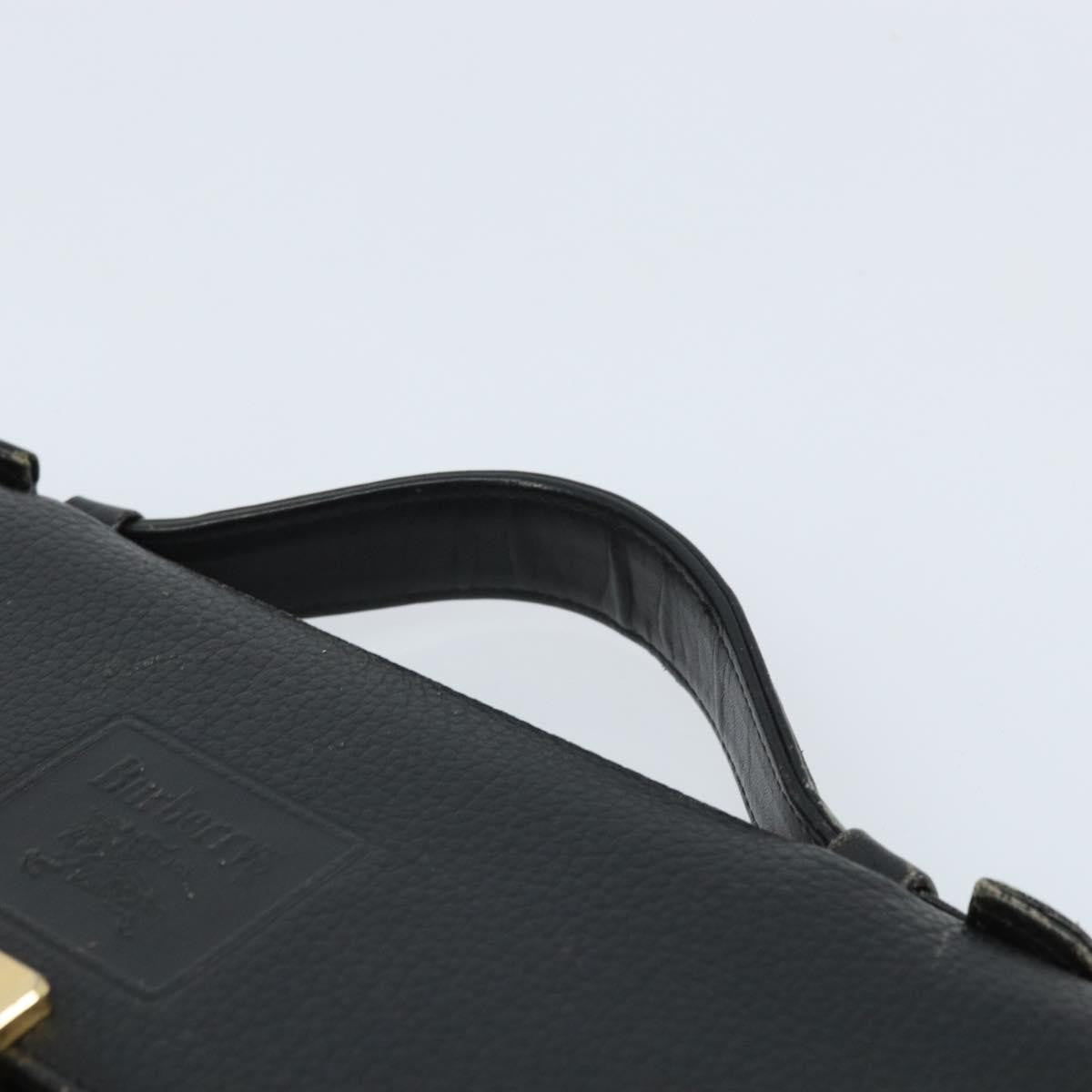 Burberry Vintage Vintage Check Coated Canvas Black Leather Handbag (Pre-Owned)