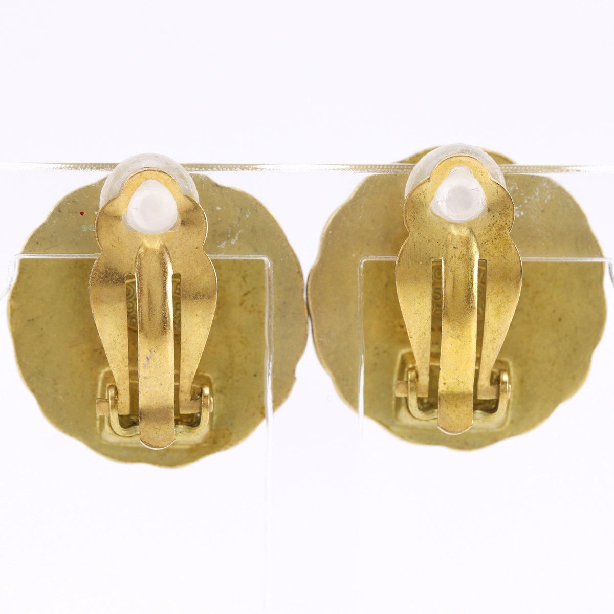 Chanel Vintage Radial Cc Clip-On Metal Gold Gold_Plated Earrings Jewelry (Pre-Owned)