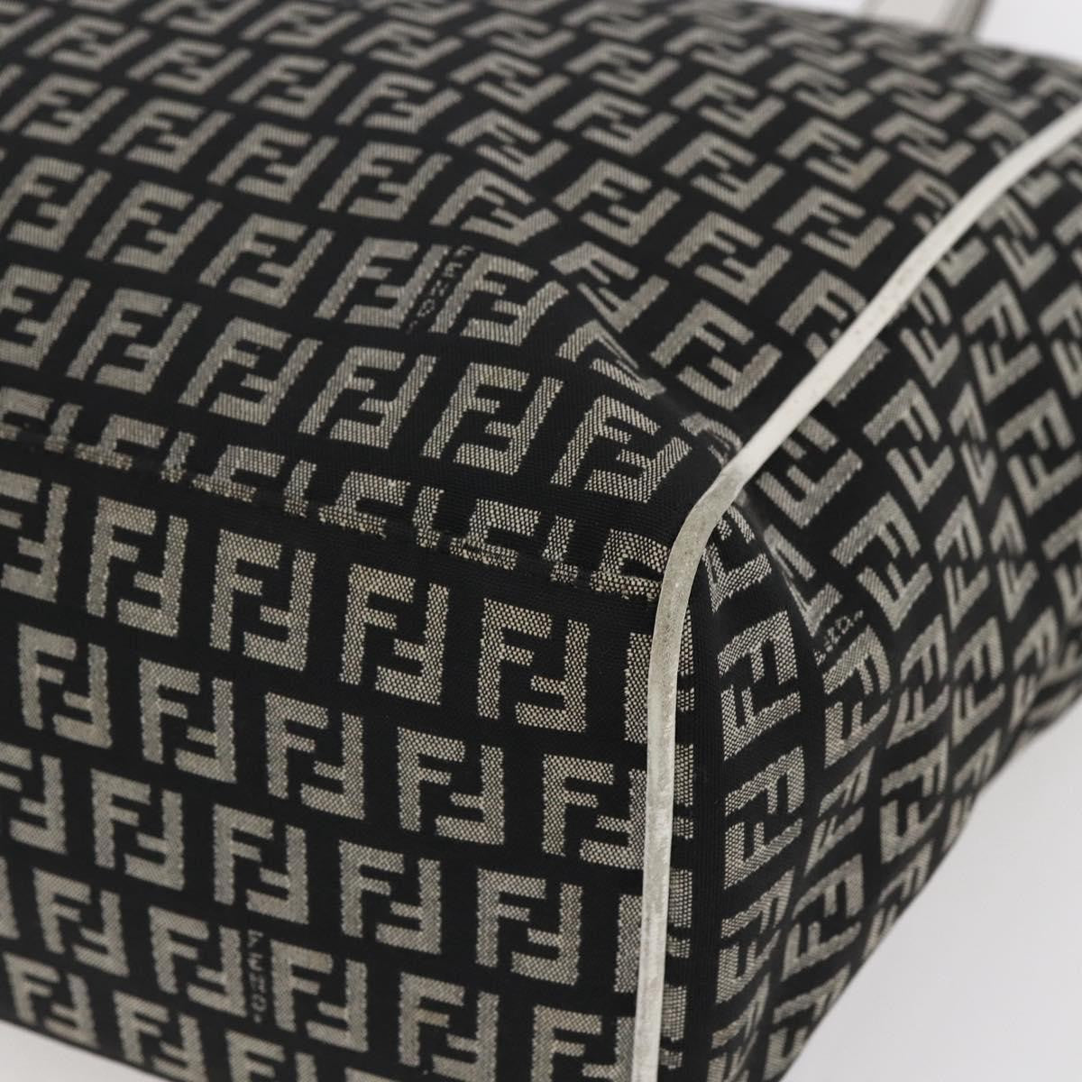 Fendi Zucca Tote Canvas Black Canvas Tote Bag Bag (Pre-Owned)